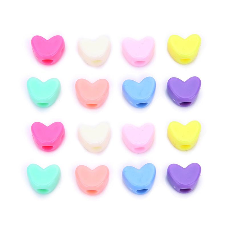 100pcs/lot Mixed Colors Love Heart Shape Acrylic Spacer Beads 12x9mm Plastic Pastel Resin Charm Bead for DIY Jewelry Make