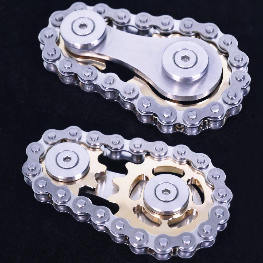 Fidget Linkage Bike Chain Spinner Design Figurine Spinning Finger Metal Stainless Steel Durable Mechanics with Smooth Fidget Toy for Adults and Kids