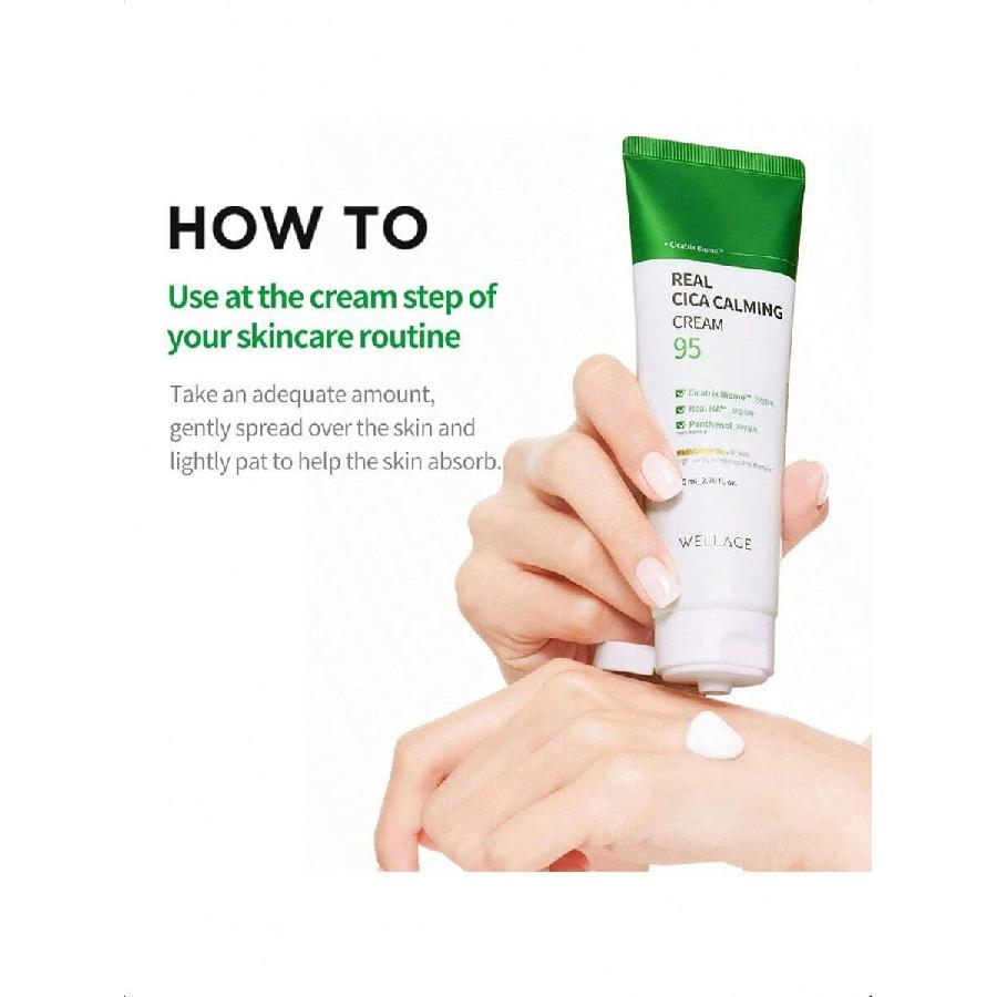 WELLAGE Cica Calming Cream 80ml - Korean Face Soothing Moisturizer, High Purity Madecassoside With Centella Asiatica Panthenol - Calms Sensitive Skin
