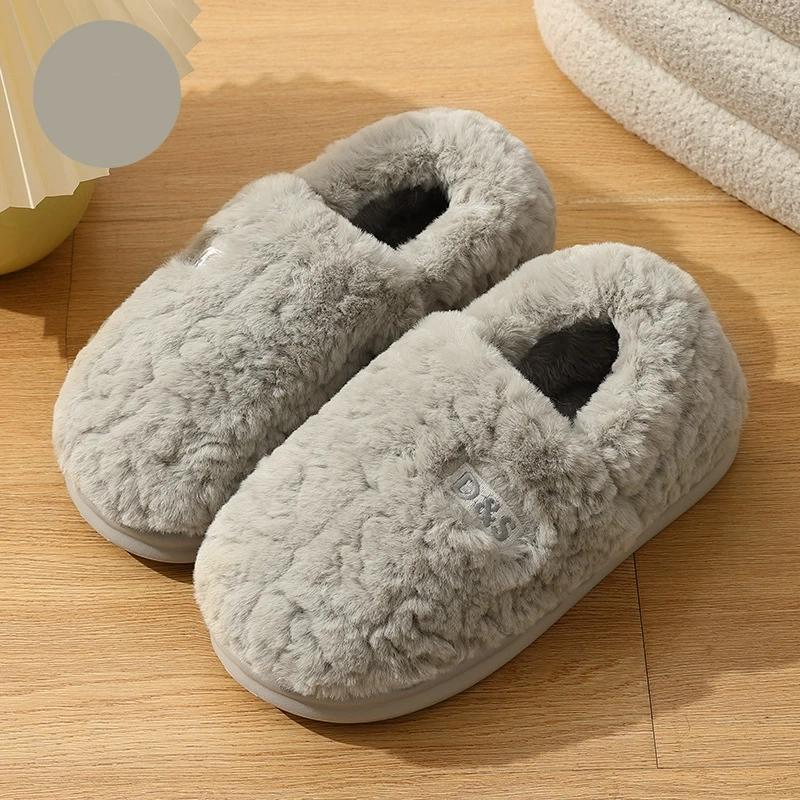 

Хлопковые тапочки Женские Зимний стиль Каблук-мешок Домашние Теплые и Нескользящие Плюшевые Хлопковые Туфли для Мужчин для Ношения на Улице 42-43