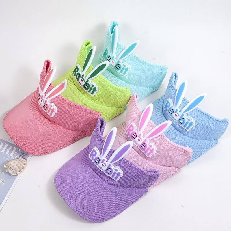 Children's hats can be worn in spring and summer, cartoon rabbit ears, letters, empty top hats, sunscreen sun hats for boys and girls