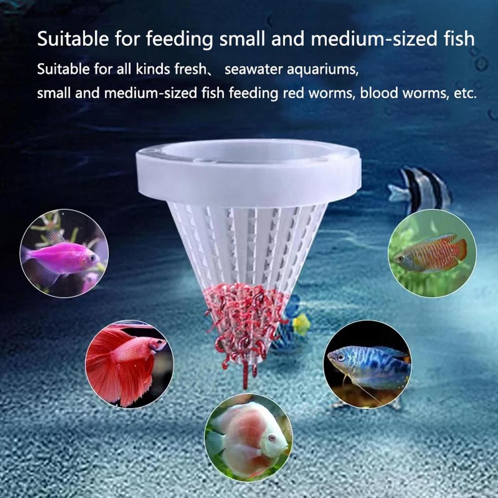 Automatic Feeder With Suction Cup For Aquarium Red Worm Feeding Fish Tank Cone Live Food Tapered Basket Feeding Dish