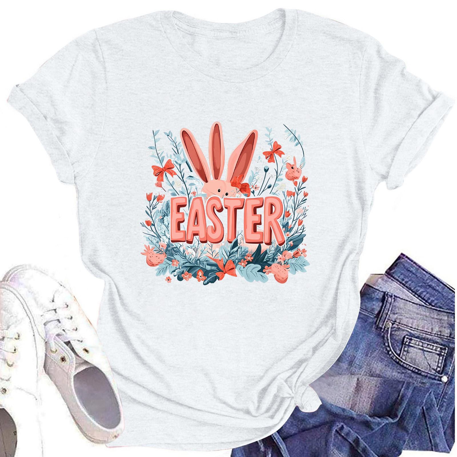 

Женский топ с круглым вырезом, повседневный принт, футболка с короткими рукавами M белый