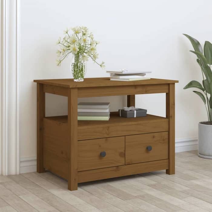 VidaXL Table basse Marron miel 71x49x55 cm Bois massif de pin 820939