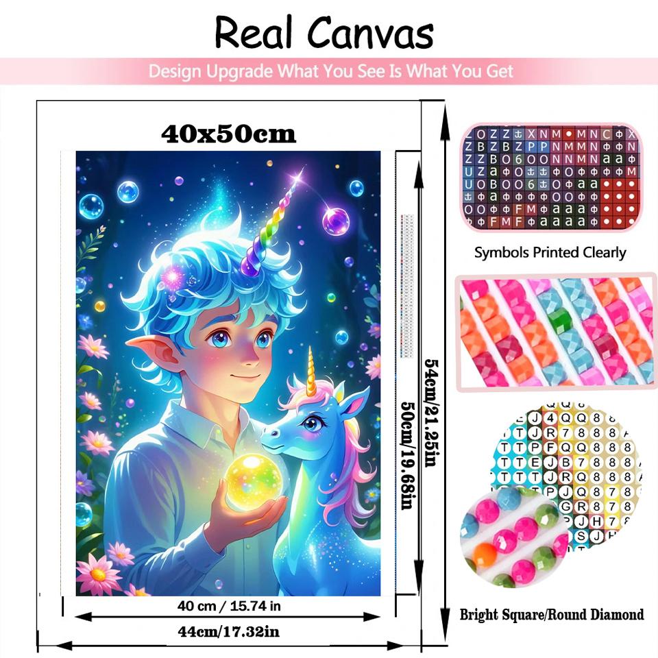 Fantasy Fairy Tale Boy and Unicorn Angel Full Diamond Diy 5D Diamond Painting Embroidery Mosaic Embroidery Home Decoration