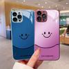 Simple expression smiley face mobile phone case Apple 17 high-end women's glass case iPhone14pm hard case protective case