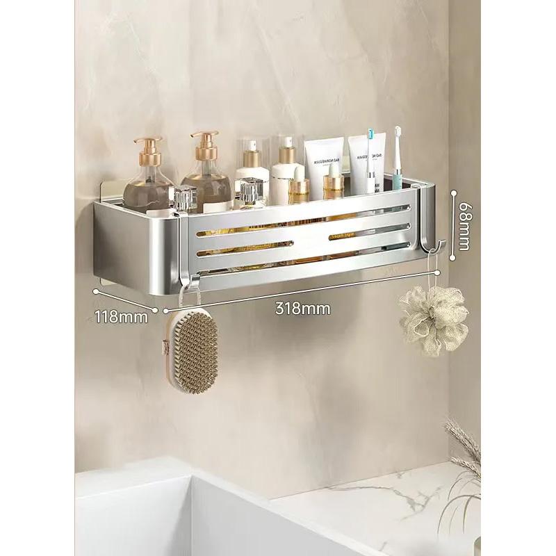 Punch-Free Bathroom Shelf Wall Mounted Shampoo Makeup Storage Holder Kitchen Toilet Square Self Adhesive No Drill Shower Shelves