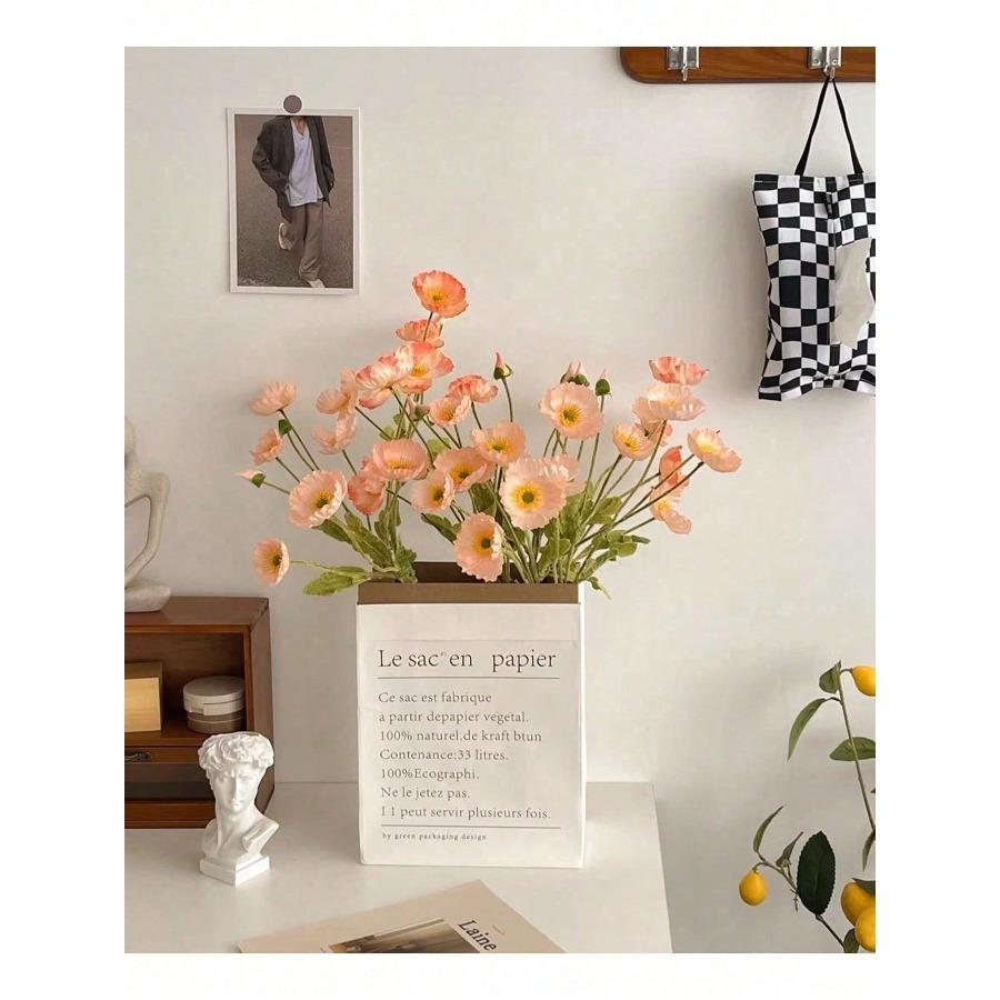 Artificial Corn Poppy Flower Bouquet with Realistic Touch and Flocking Long Stem, Which Is Made of Plastic.For Weddings, Proposals, Spring, Birthdays