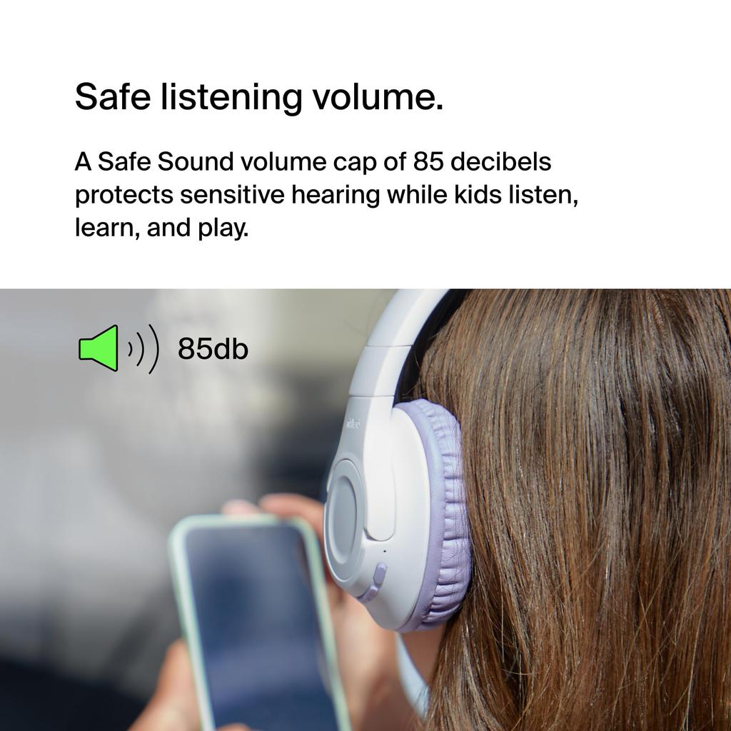 Belkin Junior Wireless Headset with Boom 85dB Volume Limiting 35 Hours of Continuous Bluetooth AUD006btLV Microphone, Function, Playback, 5.2