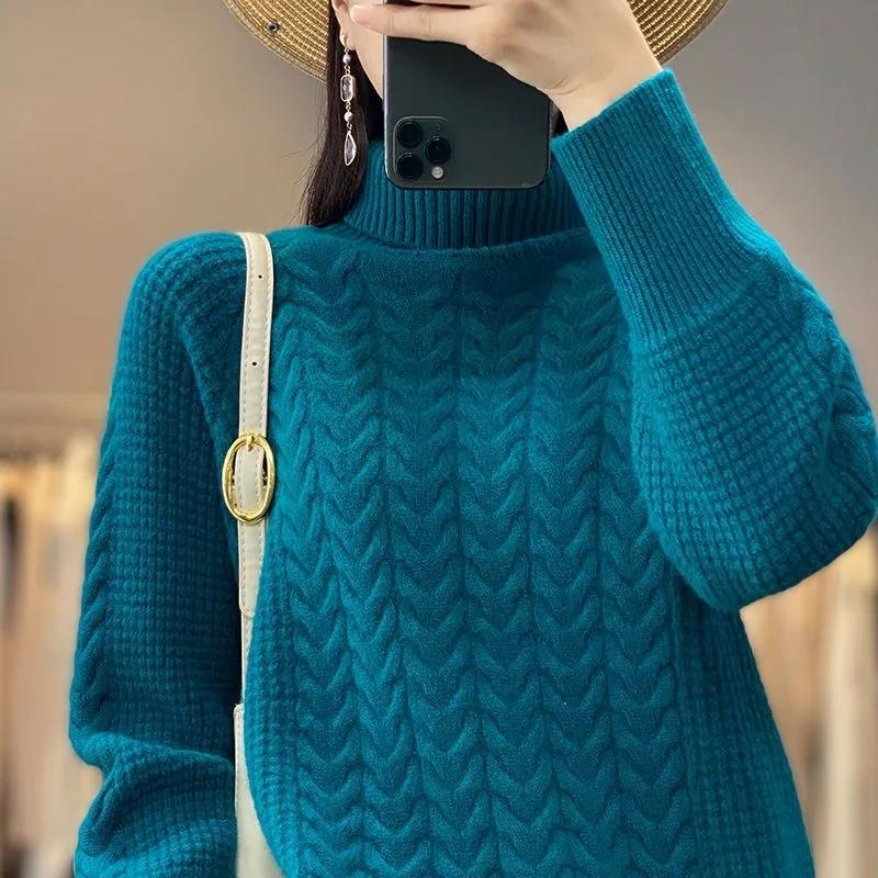 Autumn Winter Women's Turtleneck Sweater Women Pullover Jumper Pull Femme Streetwear Casual Knitted Sweater