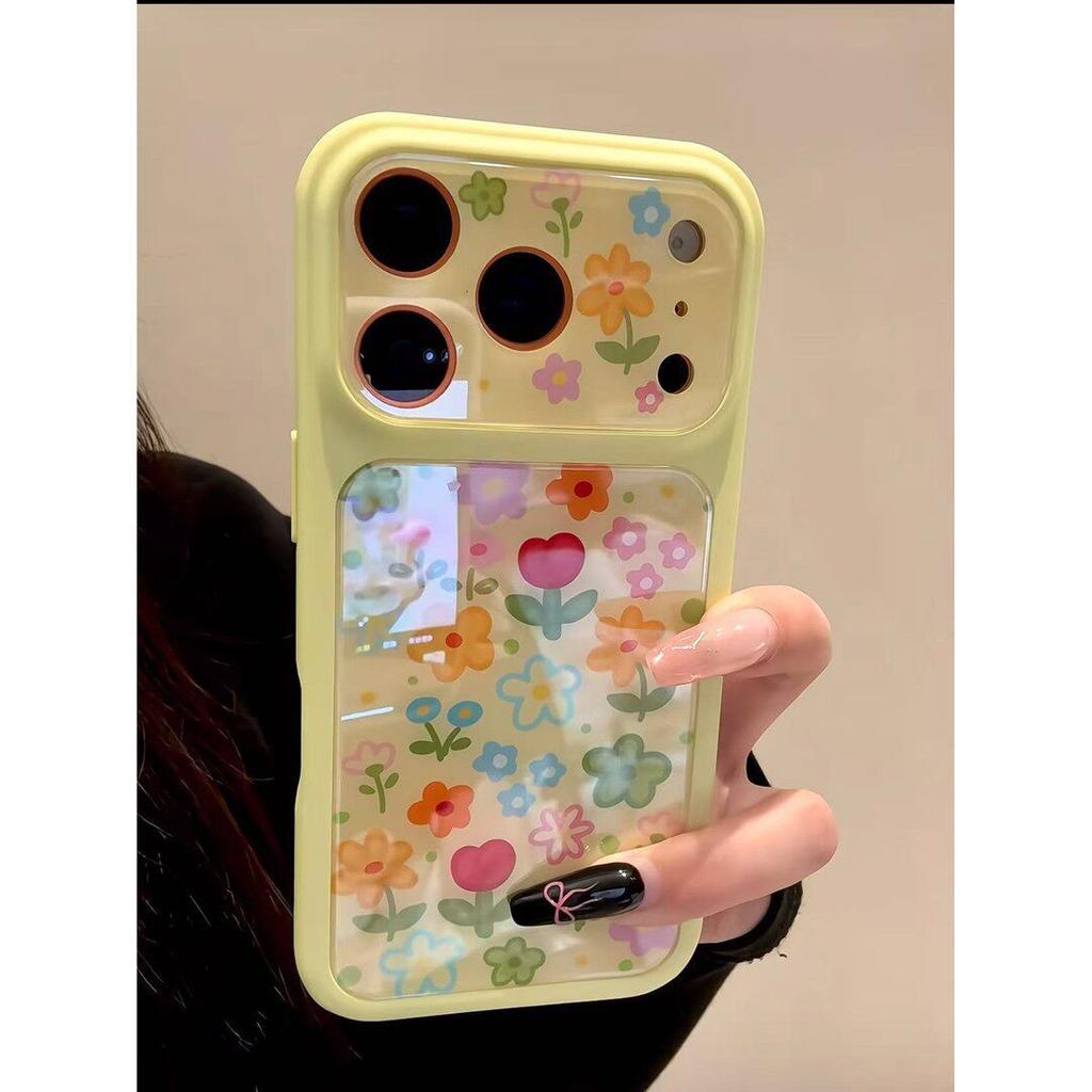 ins summer yellow background oil painting flower for iPhone17promax Apple 16/15/14 Pro phone case