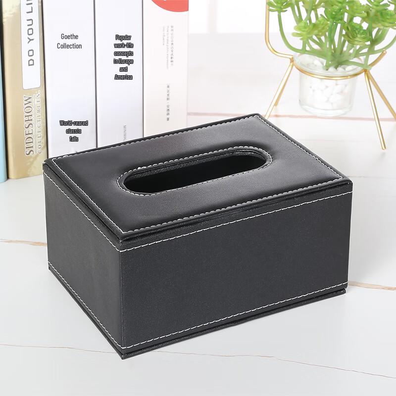 

Minimalist Leather and Wood Tissue Box