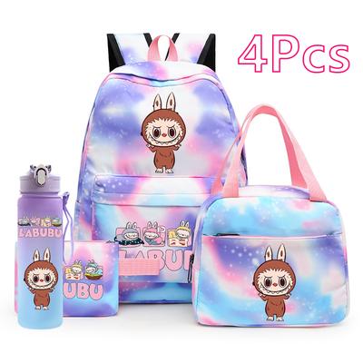 4 Adet/set Sevimli Sırt Çantası Yemek Çantası Kalem Çantası Öğrenci Okul Çantası Erkek Kız Okul Kitap Çantası 750ml Açık Hava Sporları Su Şişesi