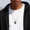 Trendy Green Square Natural Stone Necklace for Men,Stainless Steel Malachite Pendant Necklace,Minimalist Gifts for Husband Dad