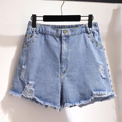 Pantaloni scurți din blugi cu găuri temperamentale de vară Pantaloni scurți de blugi casual pentru femei Pantaloni scurți de blugi largi cu talie înaltă