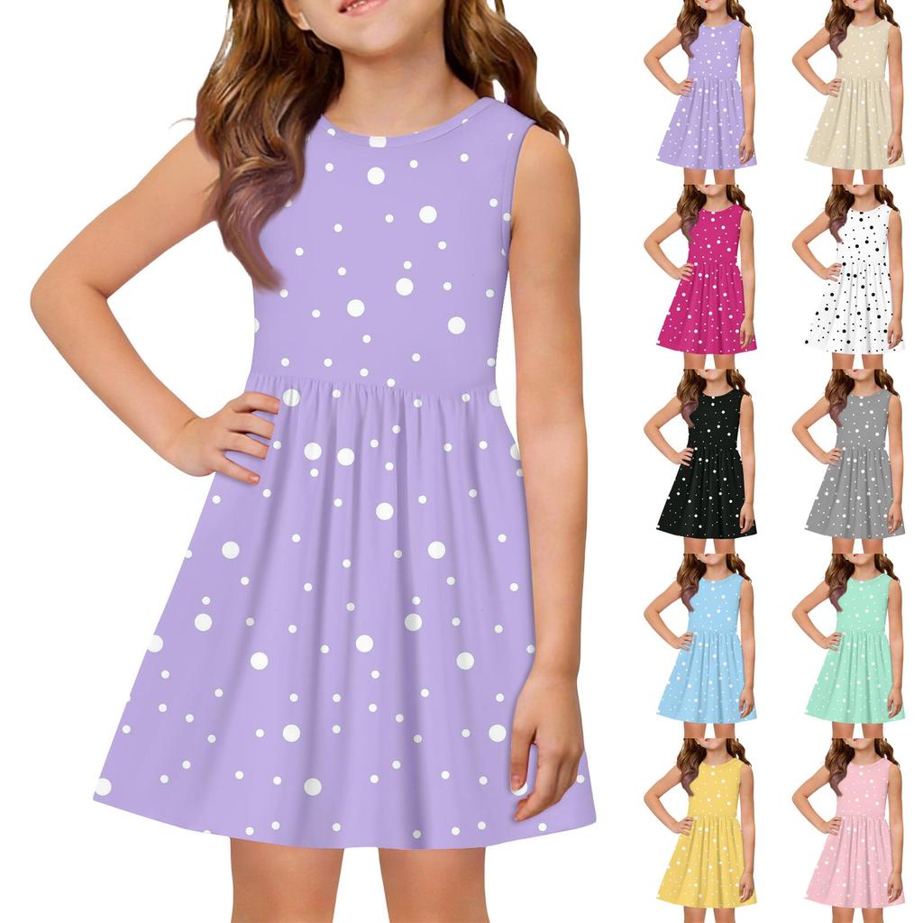 Vestido de princesa de verano para niñas - Vestido de corte A con chaleco y detalles de costura