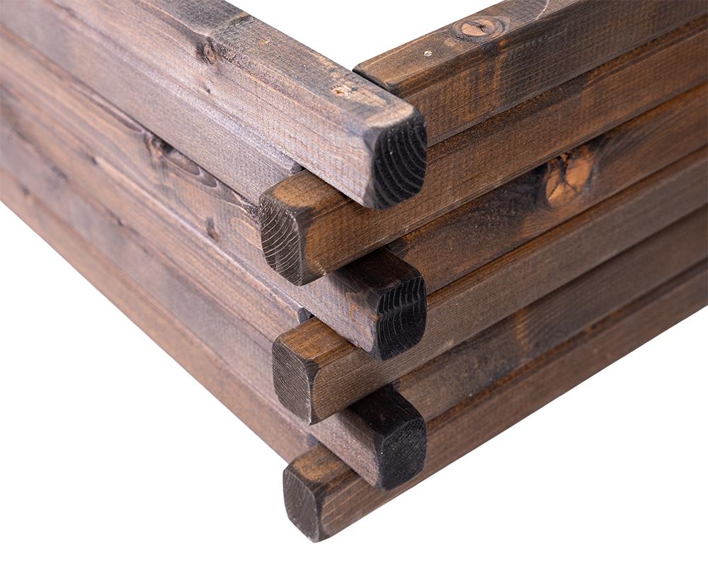 Raised Wooden Bed 100x100x24cm Greenspot - Raised Garden Bed for Herbs, Flowers, Vegetables - Wooden Garden Box, Impregnated - Timber Dark Rosewood
