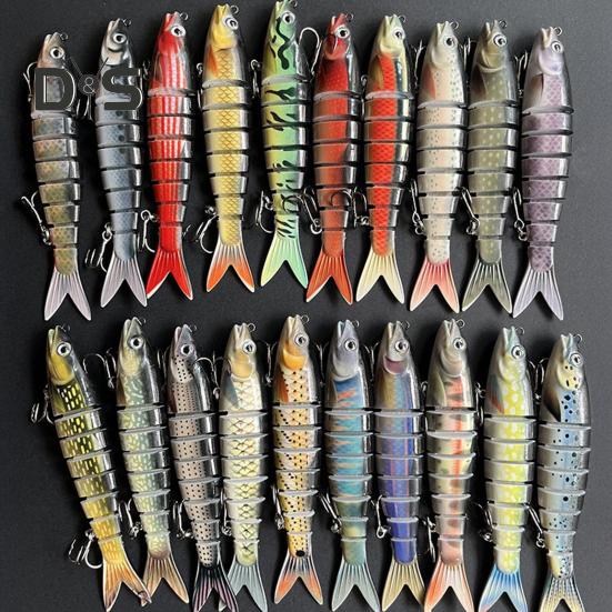 13.5CM/19G Multi-Jointed Fishing Lure with Hooks Slow Sinking 8-Section Swimbait Bionic Hard Artificial Bait Freshwater Saltwater Fishing Accessories