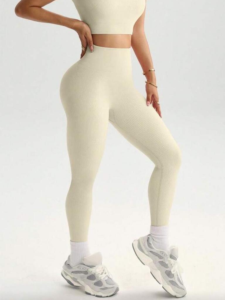 Modern Multi-color High-Waist Ribbed Yoga Pants: Elastic, Slimming, Quick-Dry, Skin-Friendly Sports Base Layer