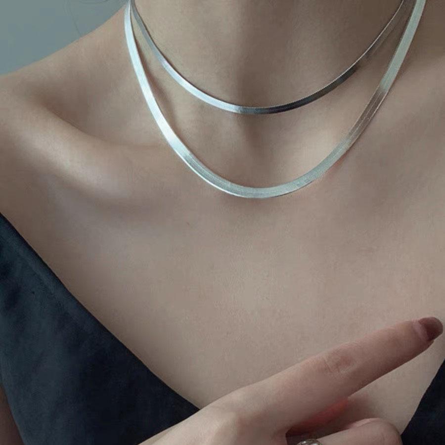 Silver color Choker Necklace For Women Snake Chain Smiple Geometric Fine Jewelry Wedding Party Birthday Gift
