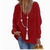 JPNTKY Women's Fashion Casual Solid Color Print Long Sleeve V Neck Blouses & Shirts