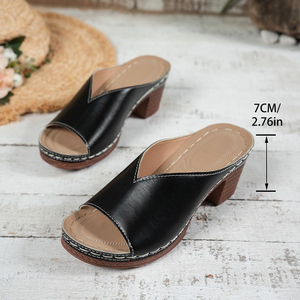 Fashion Women High Heels Sandals 2025 Summer New Sandals Women Fashion Soft Platform Shoes Ladies Chunky Heels Buckle Designer Slippers