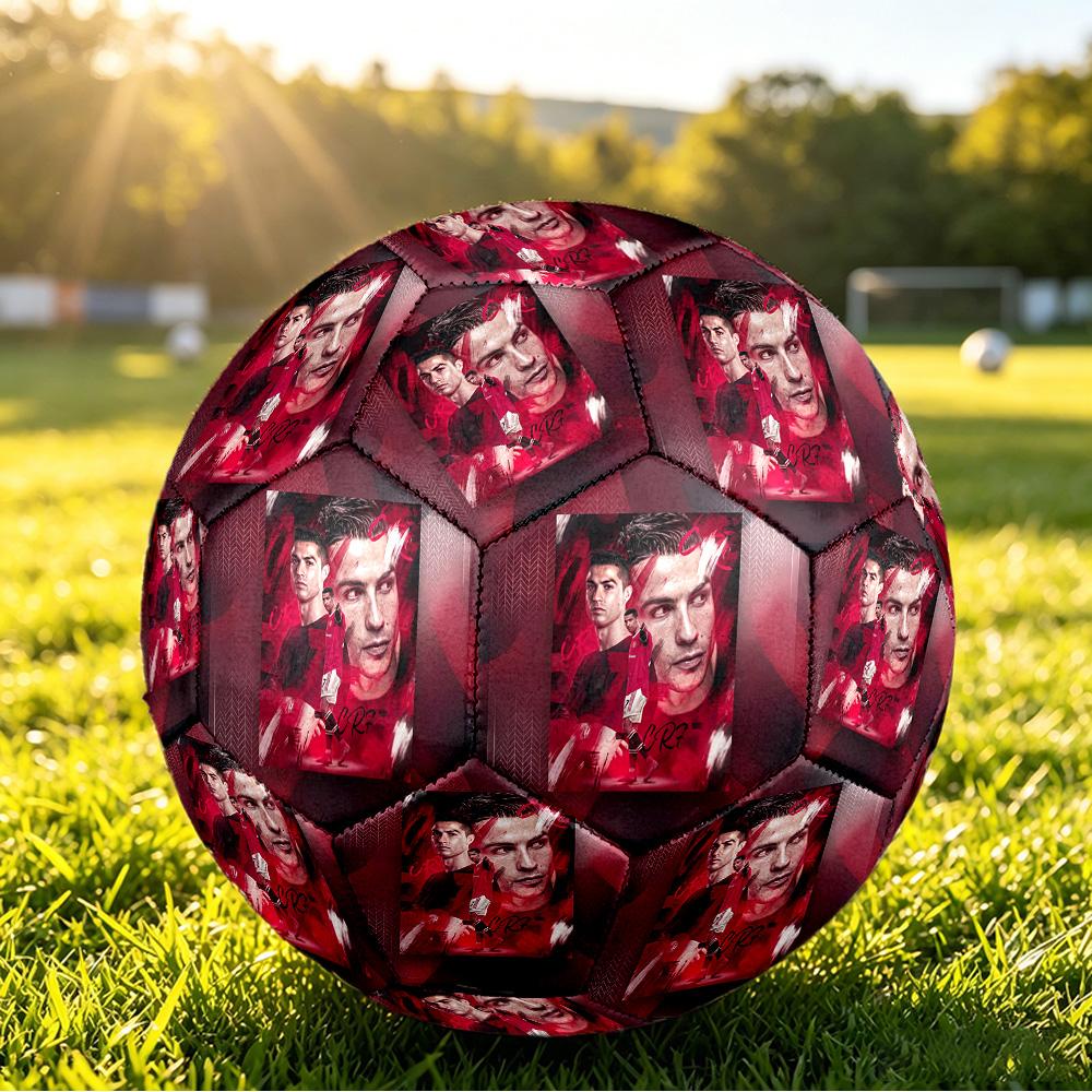 Cristiano Ronaldo Printed Size 5 Soccer Ball Wear Resistant Standard Adult Training Football Fan Gift for Indoor Outdoor Match Sports