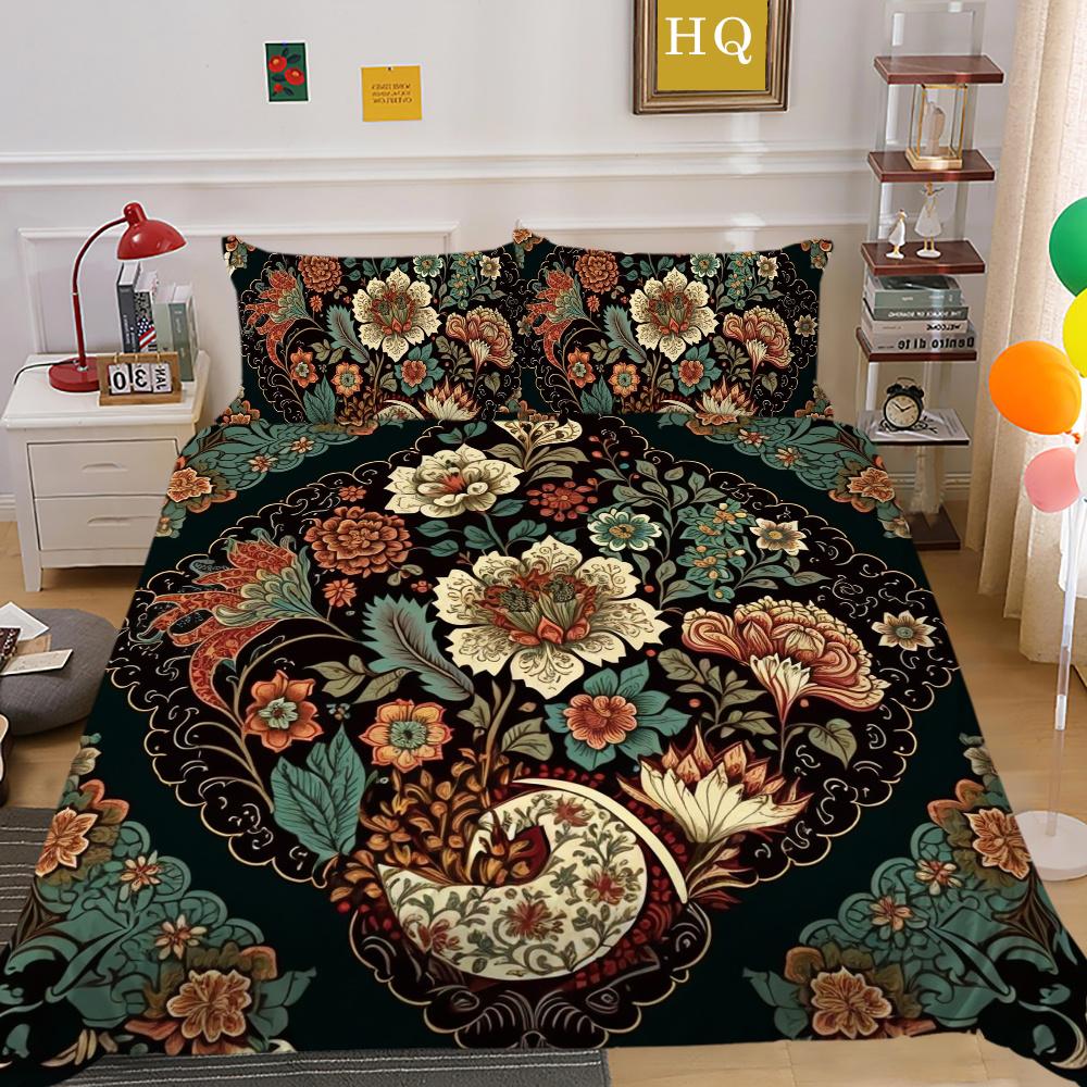 Set Biancheria da Letto Matrimoniale Alta Qualità Fiori Stampa 3D Copriletto Donna Decorazione Camera da Letto