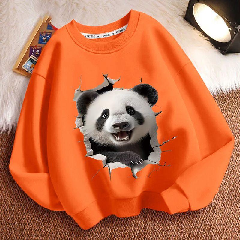 Niedliche Panda-Hoodies für Kinder, lässige langärmlige Rundhals-Hoodies für Jungen und Mädchen im Herbst und Winter
