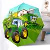Cartoon-Traktor-Thema Faltbarer Regenschirm Mode Automatik-Öffnung 8 Eisenrippen Kunststoffgriff Faltbarer Sonnenschirm Perfekte Weihnachtsgeschenke
