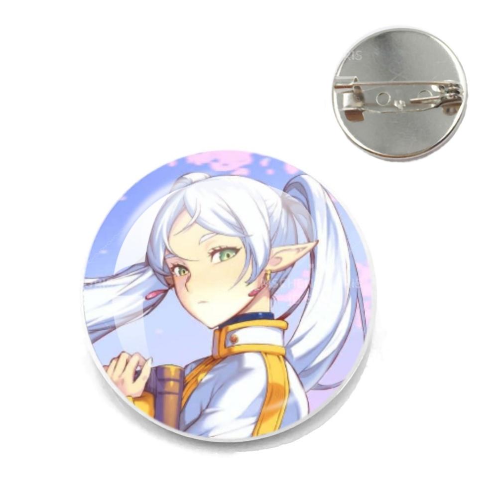 Anime Frieren Pins Cartoon Badge Round Creative Glass Metal Brooches For Backpack Jewelry Accessories Gifts
