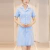 Women's Fashion Up And Down Round Neck Short Sleeve Solid Color  Uniform Dresses