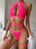 Women's Lingerie Set Transparent Mesh Lace Steel Chain Bra Thong Lingerie Sexy Bra
