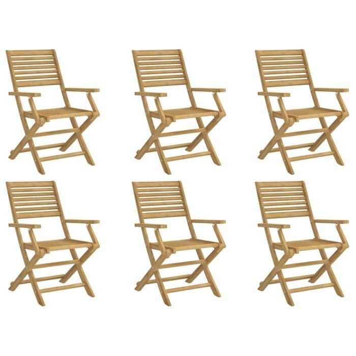 VidaXL Folding Garden Chairs Set of 6 Solid Acacia Wood, Wooden Garden Chair, Folding Chair, Furniture 3214226