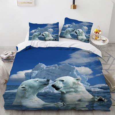 Polyester Duvet Cover With Pillowcases 3D Print Polar Bears On The Island Couples Arctic Animals Bedroom Set Bedding Dropship