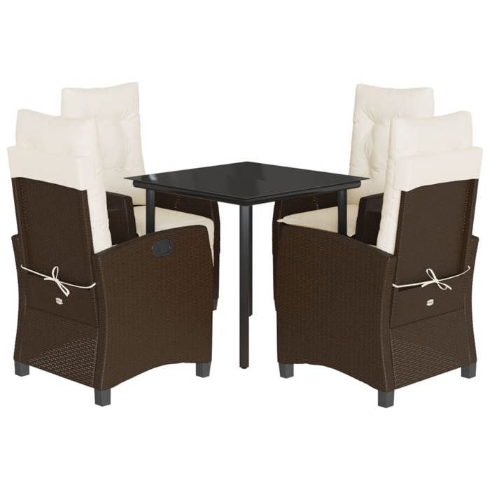 VidaXL Garden Dining Set with Cushions 5 Pcs, Table and Chairs with Adjustable Backrest, Outdoor Furniture, 3212774