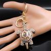 Exquisite Colorful Crystal Turtle Key Ring Holder for Women Men Alloy Rhinestone Animal Keychain Charm Jewelry Gifts K5205S03