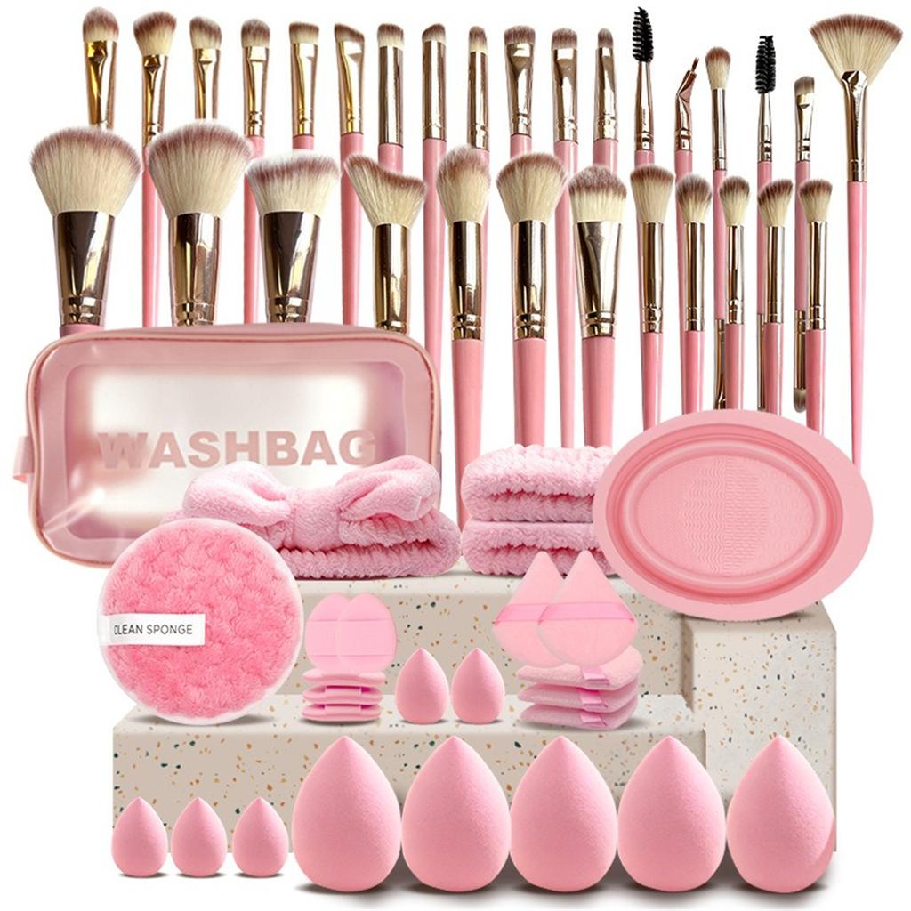 20-56Pcs Soft Makeup Brush Set with Storage Bag,Beauty Blender Sponge & Powder Puff Essential Facial Cosmetic Tools for Beginners & Makeup Lovers
