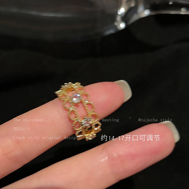 

Lace Unique Openwork Ring With Dual Pearl Design Ideal For Fashion Women Forward Hollow Lace Ring