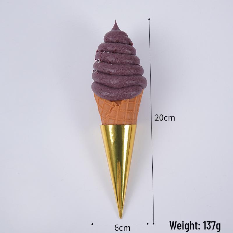 PVC Chocolate Chip Ice Cream Model 20CM - Large Fake Cone Display for Decoration and Photography