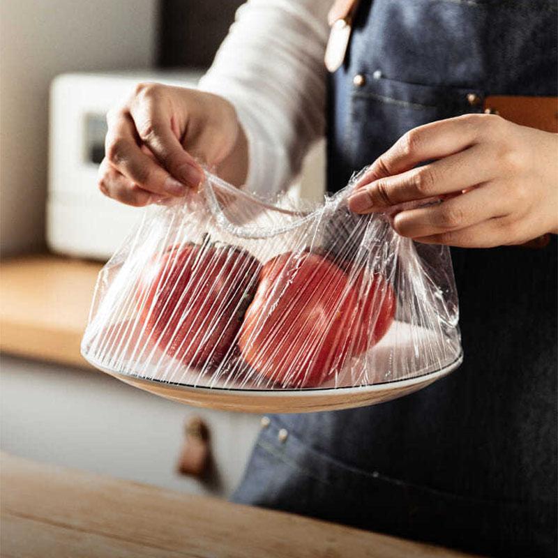 100PCS Disposable Food Cover Plastic Wrap Elastic Food Lids For Fruit Bowls Cups Caps Storage Kitchen Fresh Keeping Saver Bag
