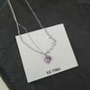 Collana con pendente a cuore sfumato viola per donna Collana con ciondolo a forma di clavicola con amore in cristallo Luce di lusso per ragazze Accessori alla moda