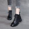 Stivali corti con tacco spesso, scarpe da donna in cotone, stivali Martin con lacci versatili con tacco medio, scarpe da donna alte retrò