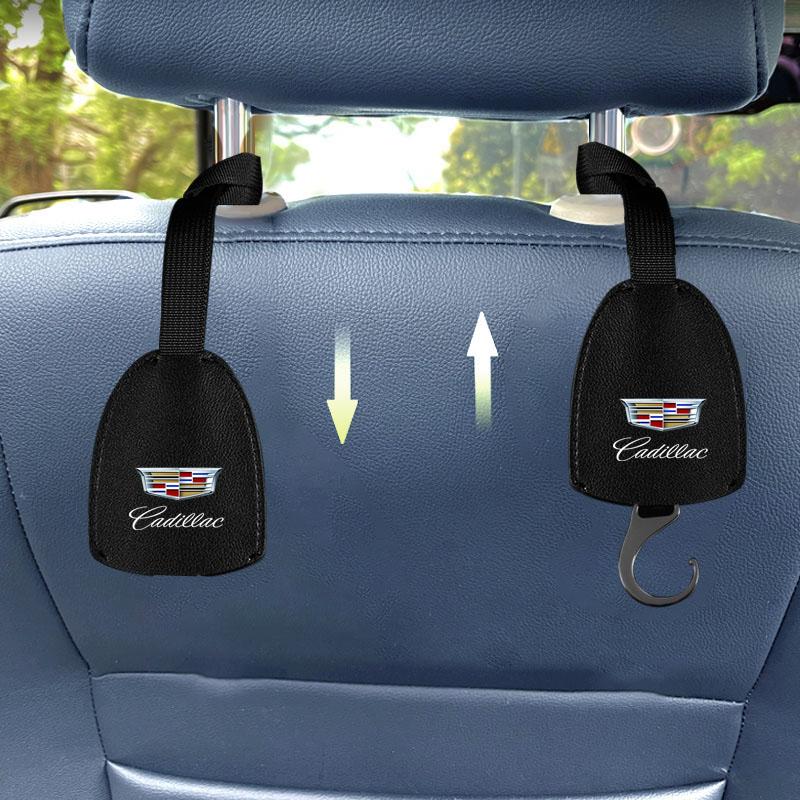 Leather Car Seat Back Hooks Portable Hanging Bag Rack For Cadillac XT5 XTS CTS BLS SLS DTS SRX Escalade Tiburon Deville