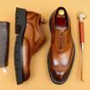 Leather Dress Leather Shoes Business Casual Thick Sole Heightening Block Engraved Wedding Men'S Shoes