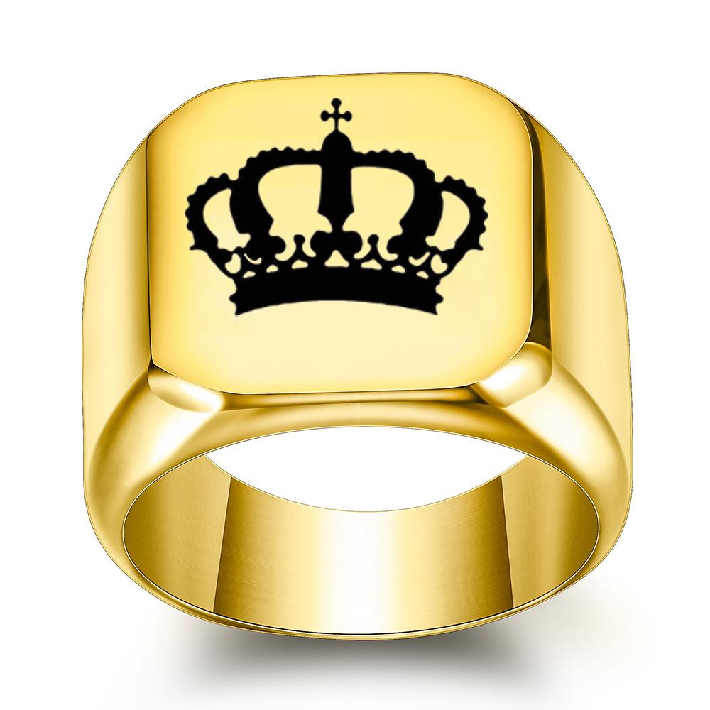 Laser Crown Titanium Steel Ring 18MM Square Anxiety Relief Unique Jewelry for Men Women