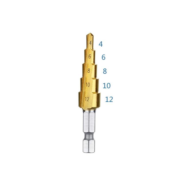 HSS Titanium-Coated Spiral Groove Step Drill Bit Or Straight Grooved Drill Bits 3-12 4-12 4-20 4-32 For Wood Metal Hole Cutter