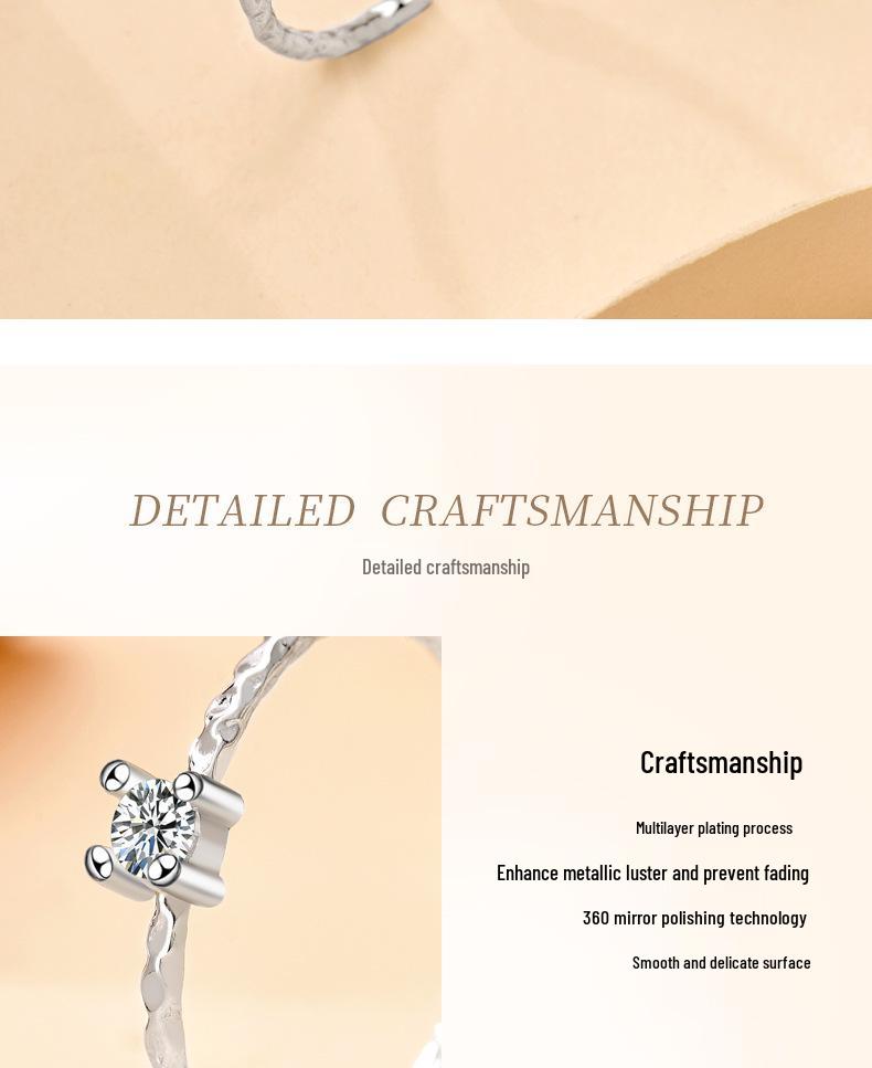 Korean Fashion S925 Sterling Silver Zircon Open Ring for Women