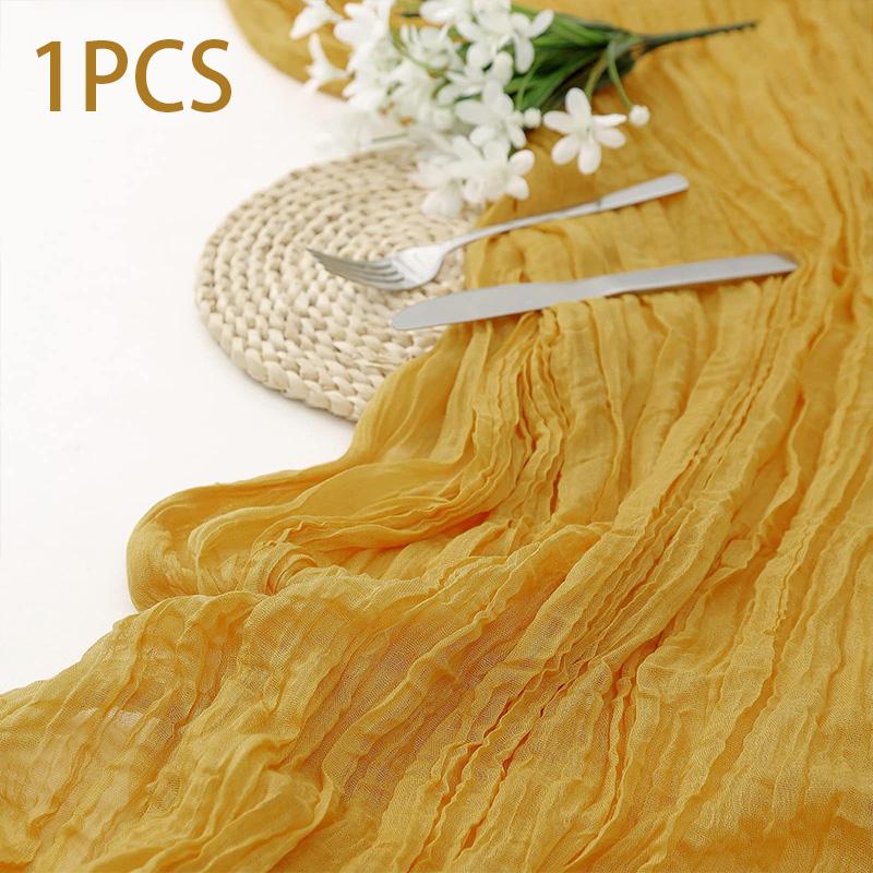 90x400CM Semi-Sheer Gauze Table Runner For Wedding Reception Sheer Bridal Shower Birthday Party Banquet Xmas Table Decoration