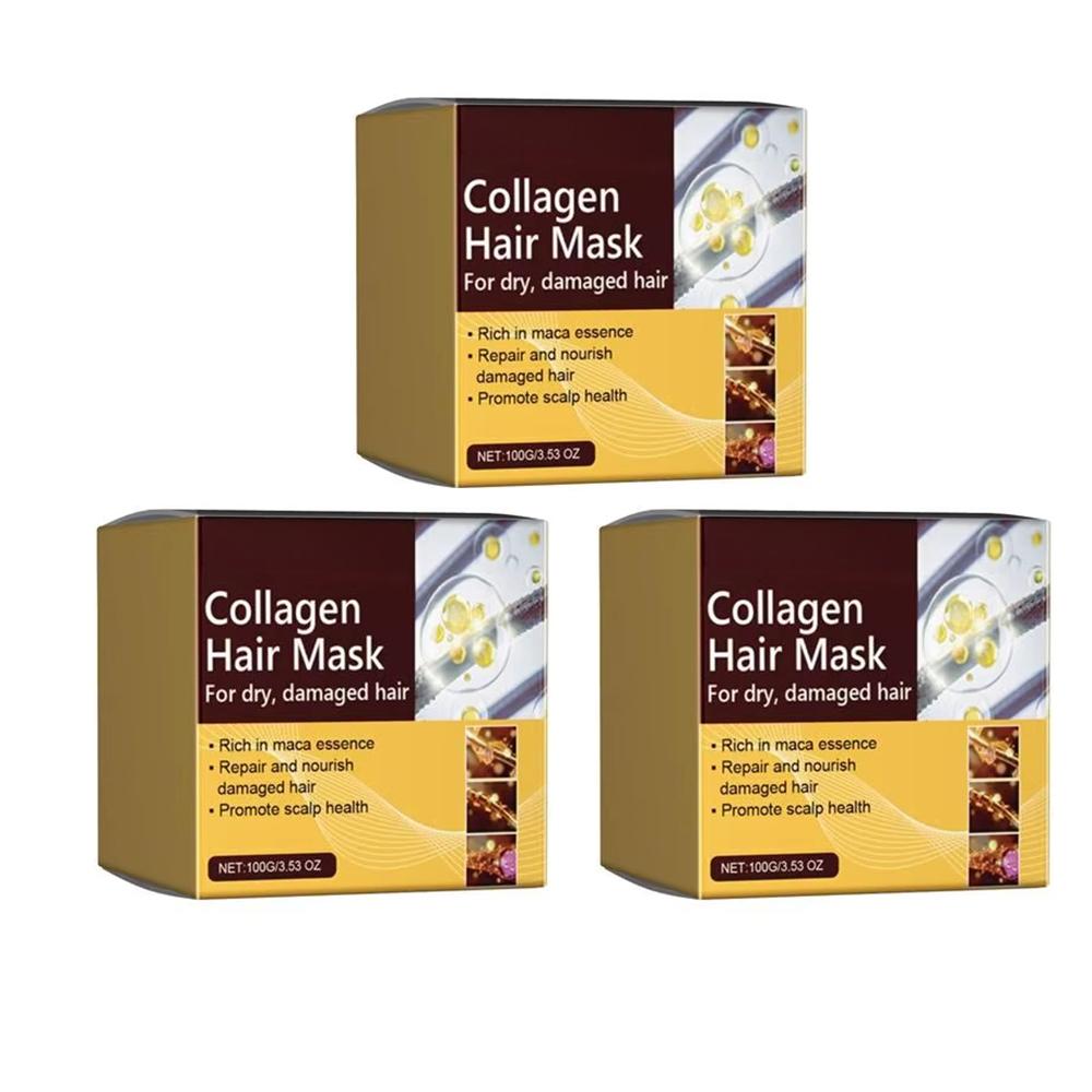 Kollagen-Keratin-Haarmaske für trockenes und strapaziertes Haar, revitalisierendes Haar, glättet weiches, glattes Haar, spendet Feuchtigkeit, Haarbehandlung, Haarpflege